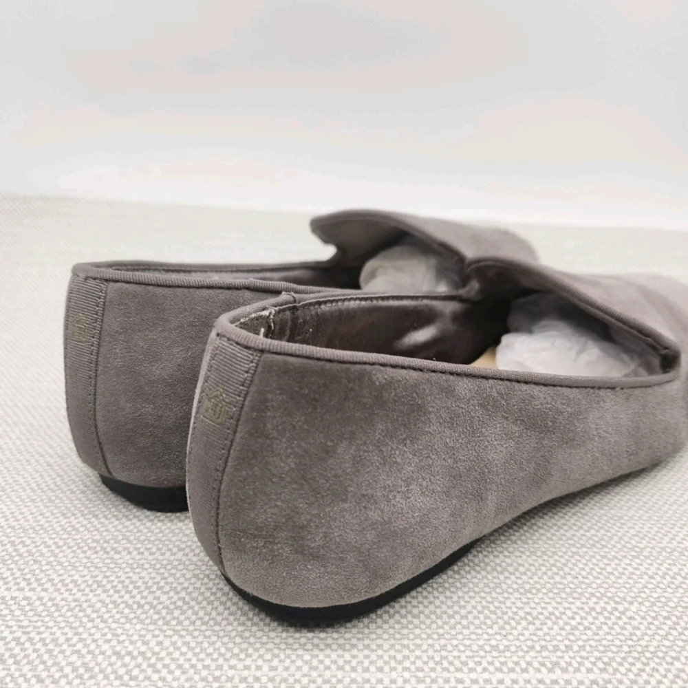 Birdies Size 8 Gray Leather  Suede Flats Loafer Slip On Women Comfort Shoes
